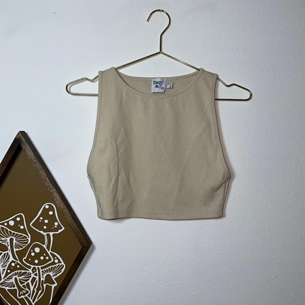 Princess Polly Cream Ribbed Crop Top - Picture 4 of 8